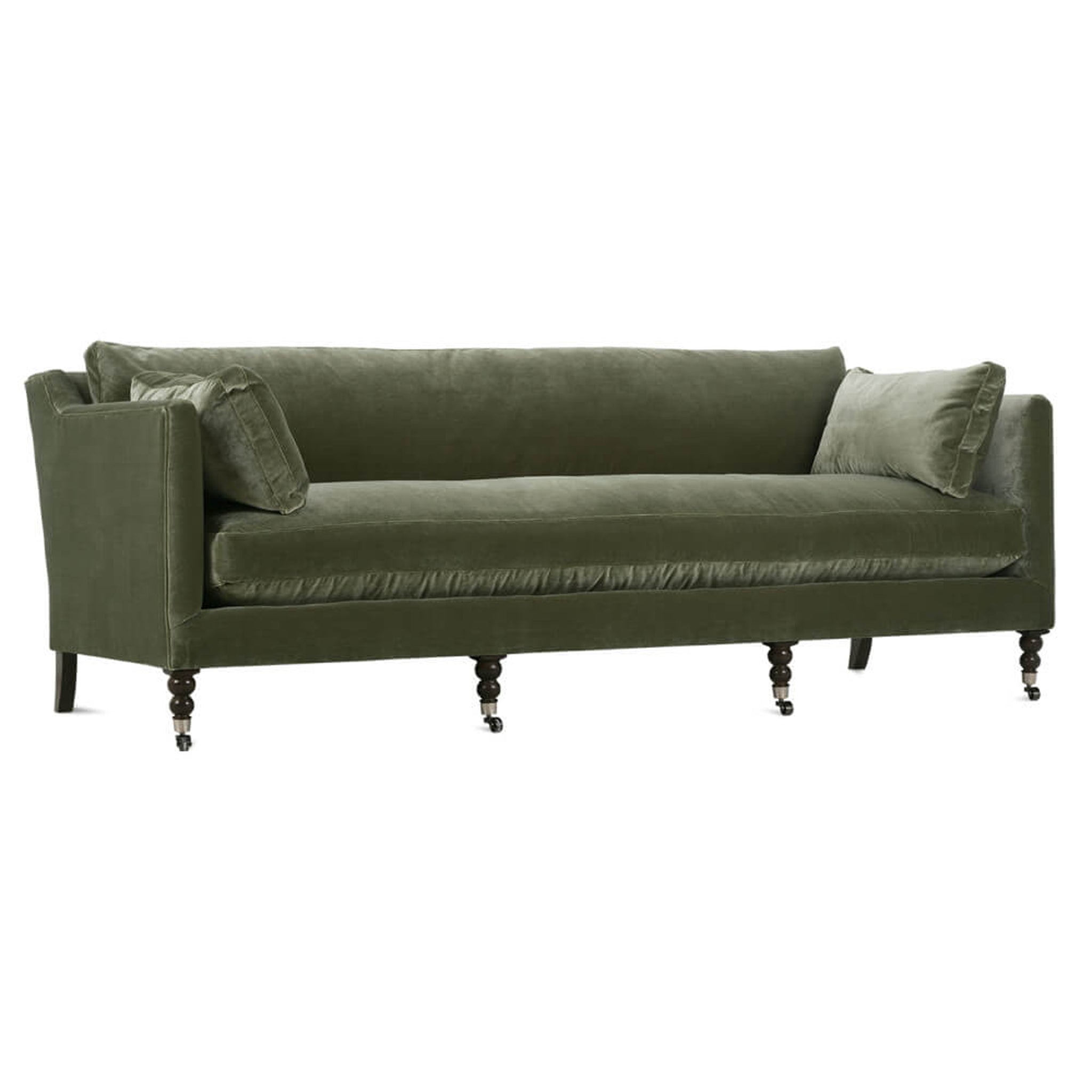 Madeline Sofa Upholstered in Antiqued Moss Velvet (90”)