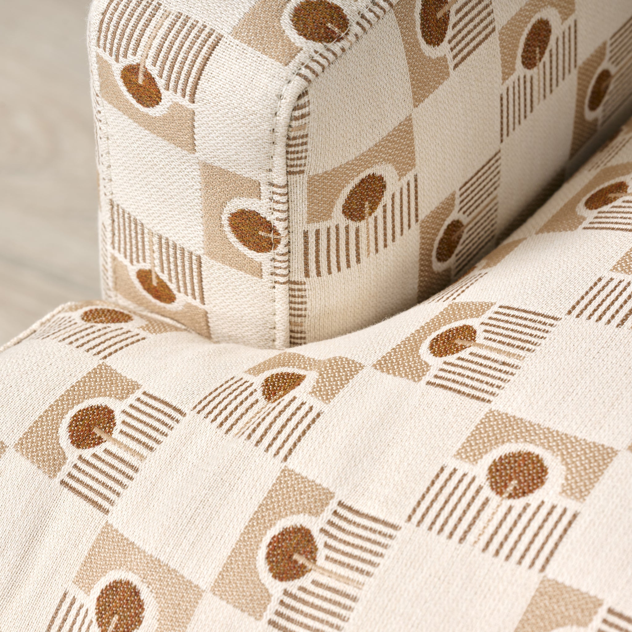 Grady Sofa in Sunbrella and Kidproof Fabric Geometric Brass (86)