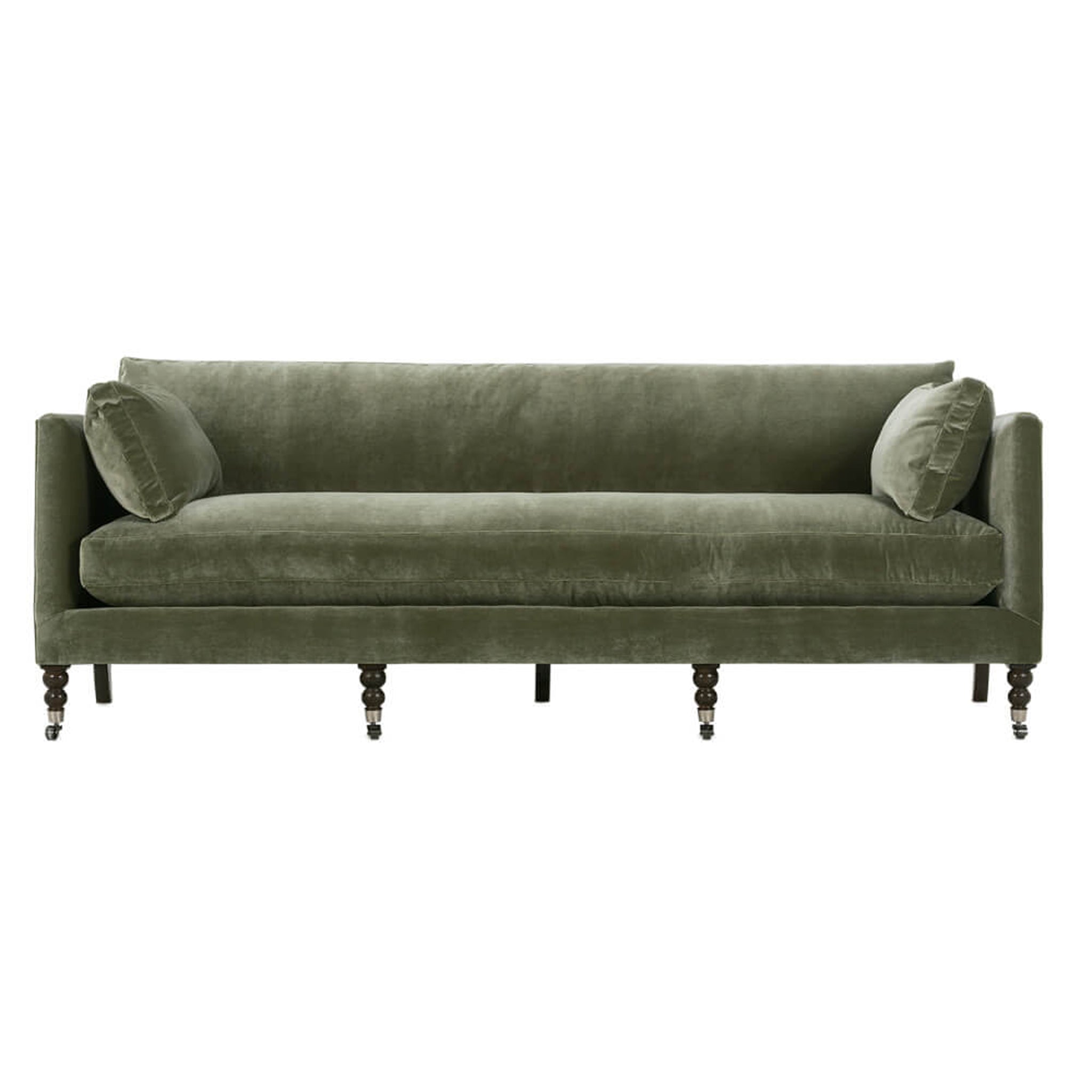 Madeline Sofa Upholstered in Antiqued Moss Velvet (90”)