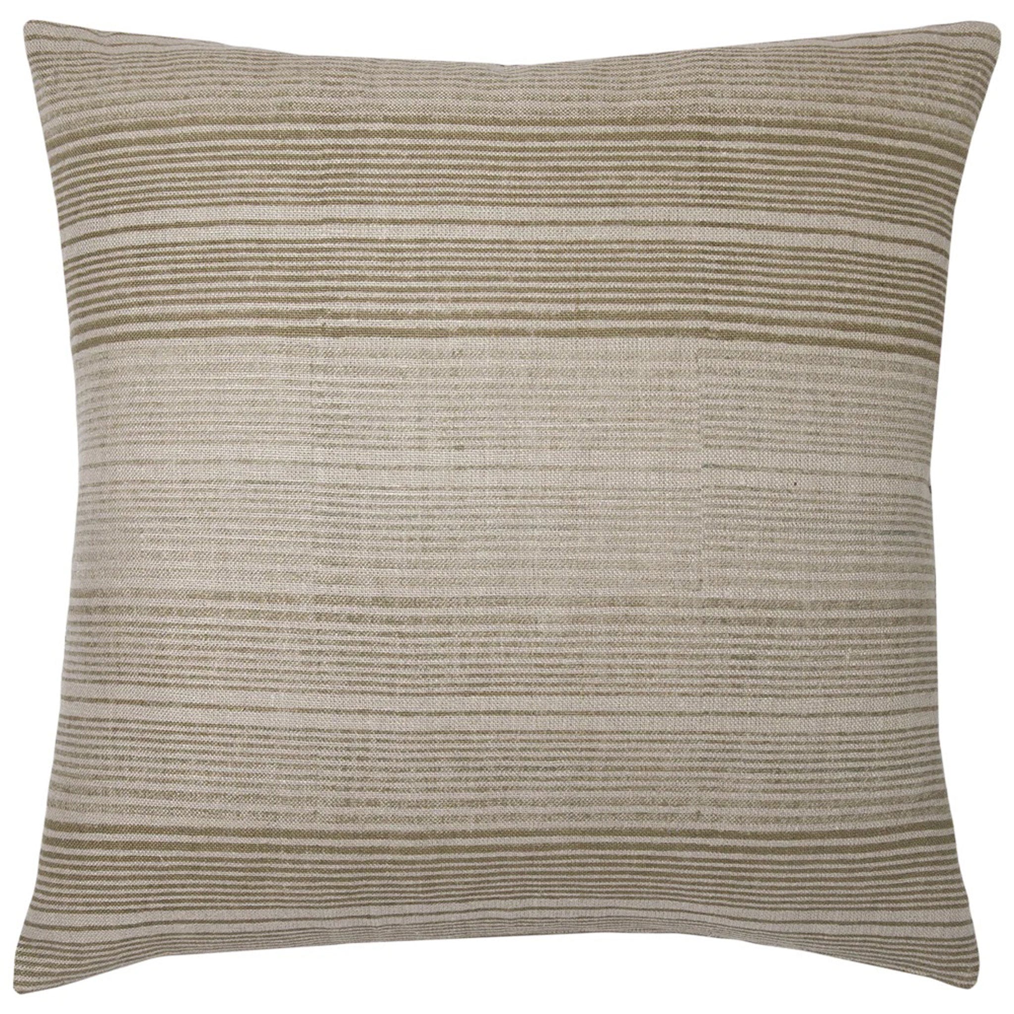 Stripes Shades of Pistachio Solid Linen Pillow w/ Insert 20x20
