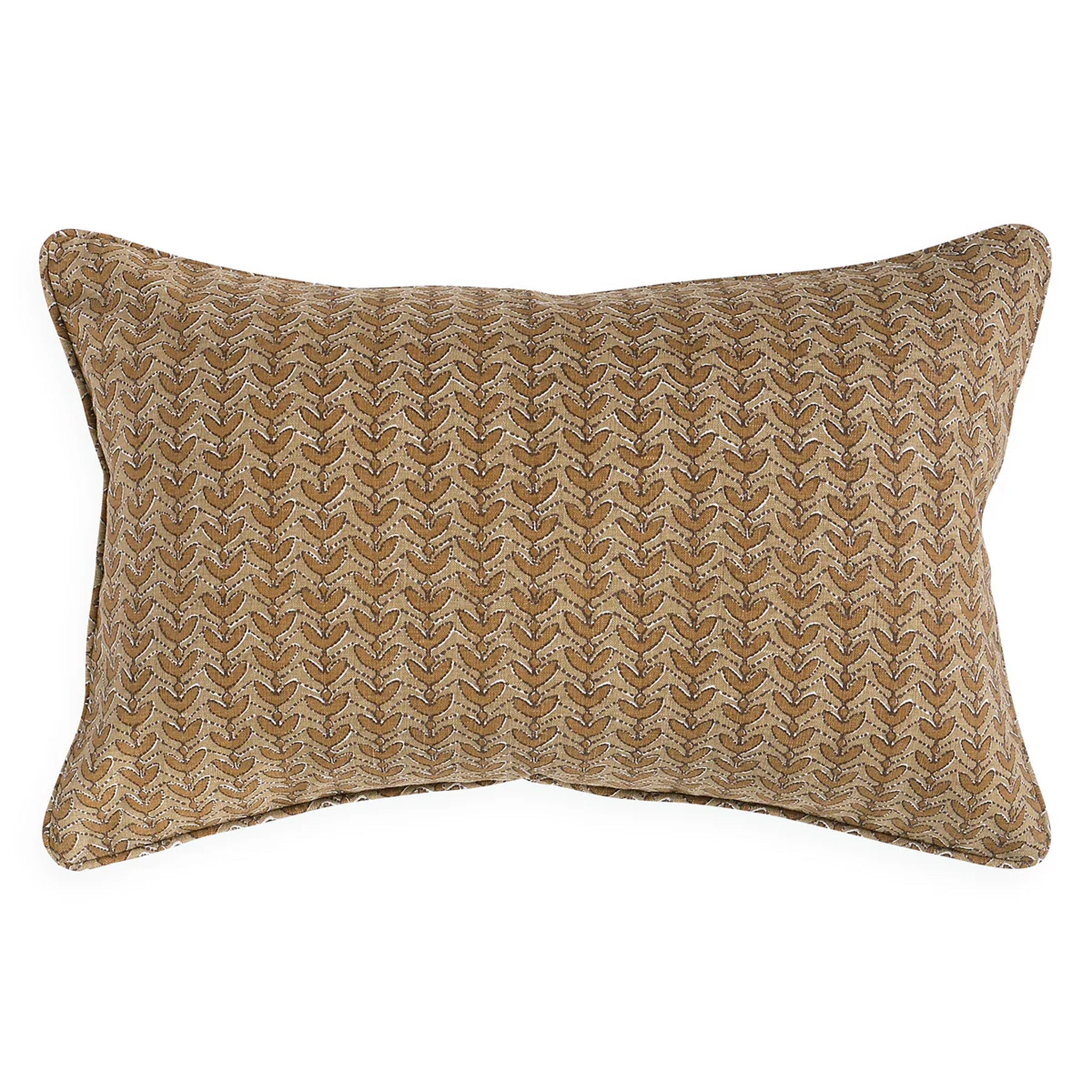 Aswan Toffee linen cushion 14x22 w/ Feather Down Inner