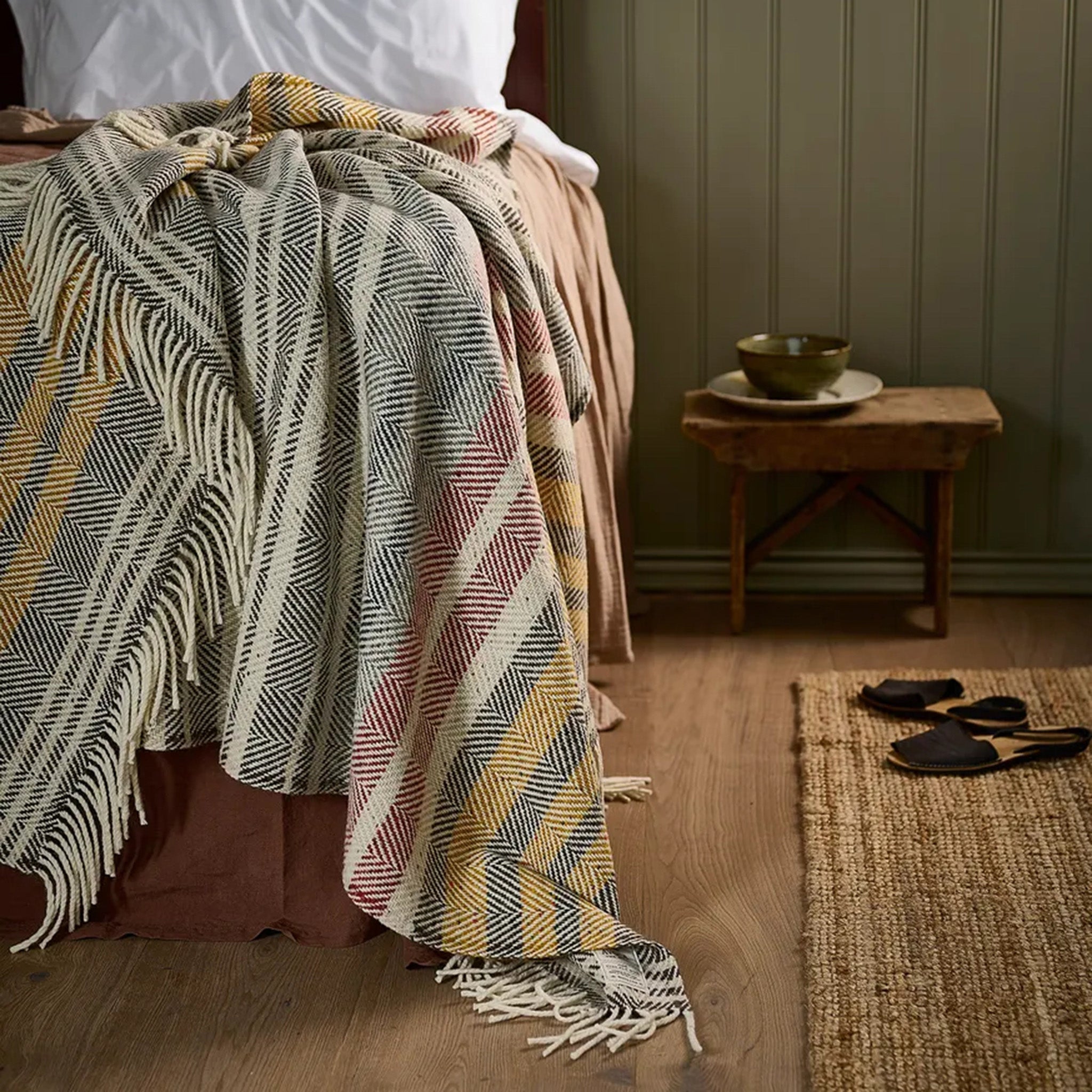 Heavy Donegal Throw in Rustic Stripe