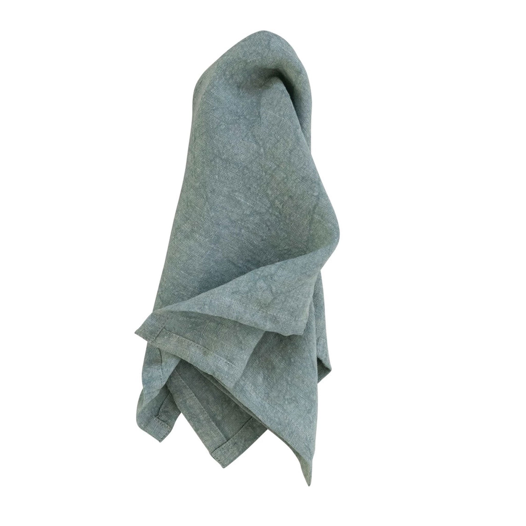 18 Square Stonewashed Linen Napkins S/4