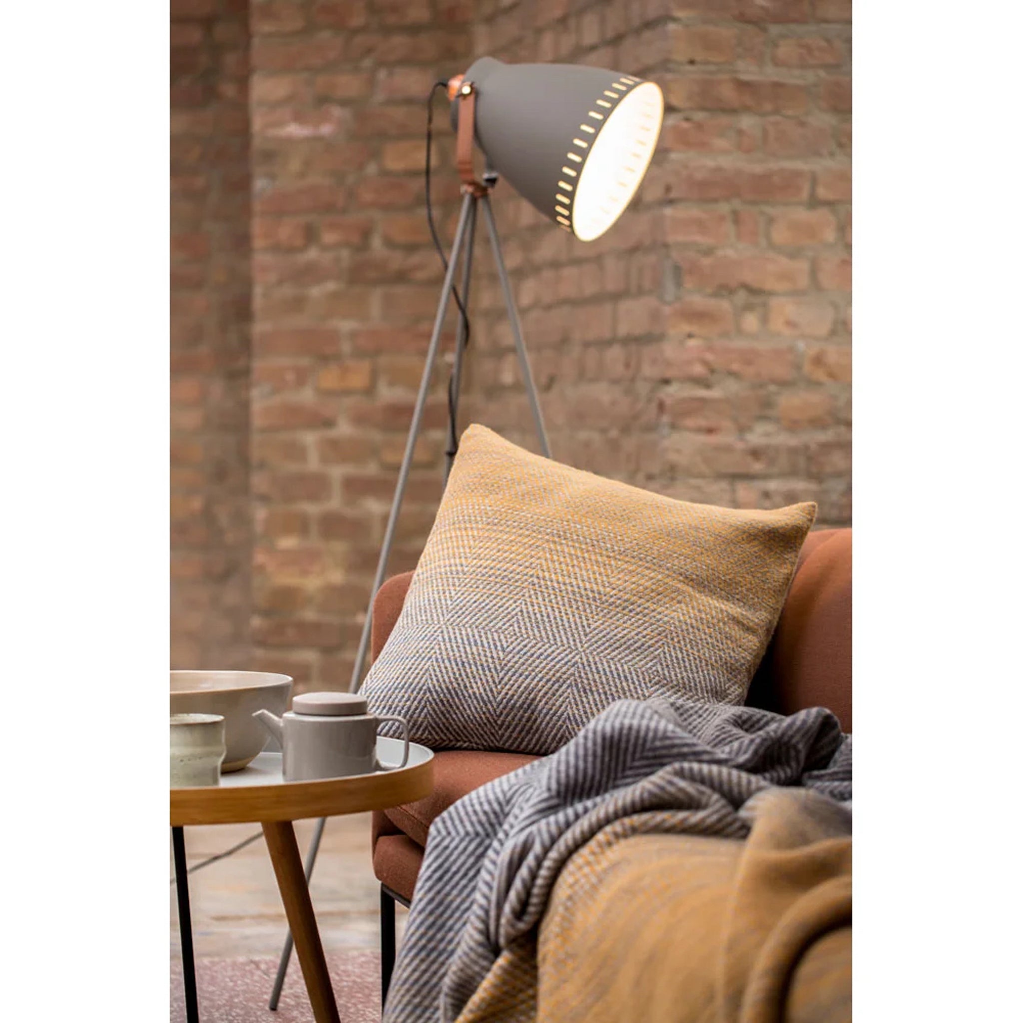 Savona Throw in Gradient Herringbone in Gold Grey